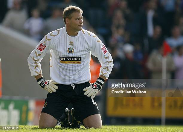 Dejected Brian Jensen of Burnley after Leon Cort scored a goal for Crystal Palace during the Coca-Cola Championship match between Crystal Palace and...