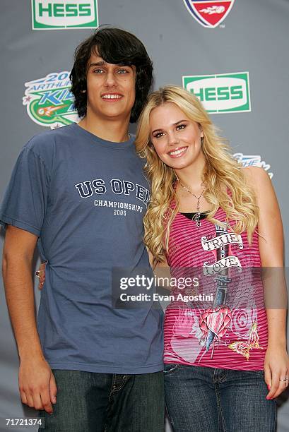 Singers Teddy Geiger and Cheyenne Kimball pose before performing on Arthur Ashe Kid's Day at the USTA National Tennis Center in Flushing Meadows...