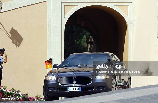 The car of German Chancelor Angela Merkel arrives at the summer residence of Pope Benedict XVI in Castegandolfo outside Rome, 28 August 2006. Merkel...