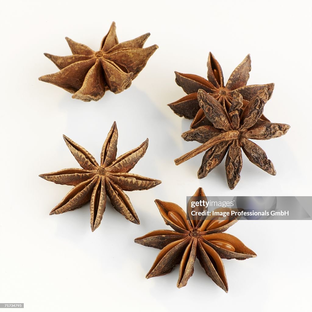 Star anise on white background