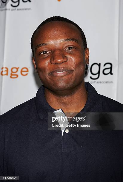 Kwame Jackson of "The Apprentice" poses for a photo during the Entertainment Golf Association?s celebrity golf tournament presented by Vonage and The...