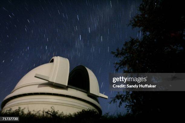 View of the Palomar Observatory at night, on August 28 outside of San Diego, California. Scientists at the obsevatory were instrumental in...