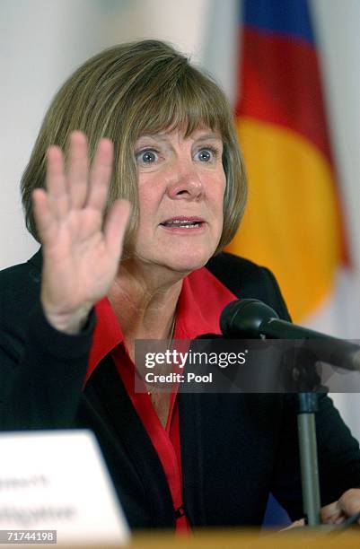 Boulder County District Attorney Mary Lacy speaks to the media during a press conference at the Boulder County Justice Center August 29, 3006 in...