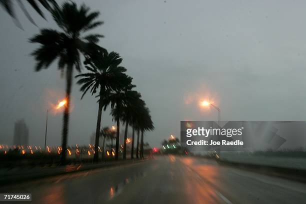 Rain and wind caused by Tropical Storm Ernesto keeps drivers off the road August 29, 2006 in Miami, Florida. The National Hurricane Center said the...