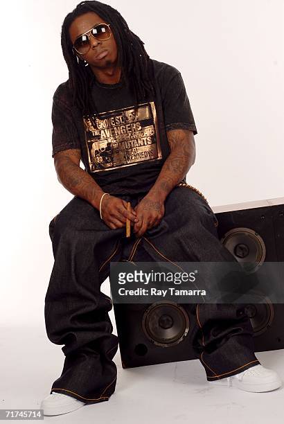 Recording artist Lil Wayne poses for photos at the Michaelson Studio August 29 07, 2006 in New York City.