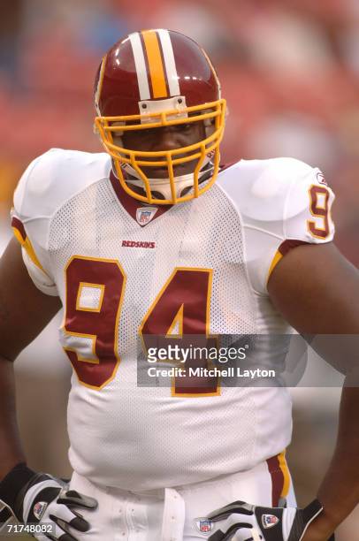 Anthony Montgomery of the Washington Redskins before an exbition football game against the New York Jets August 19, 2006 at FedExField in Landover,...