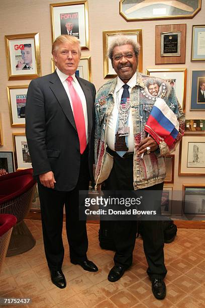 Donald Trump and Don King in Donald Trumps office for Don Kings 8th Wonder of the World Media Tour August 30, 2006 in New York.