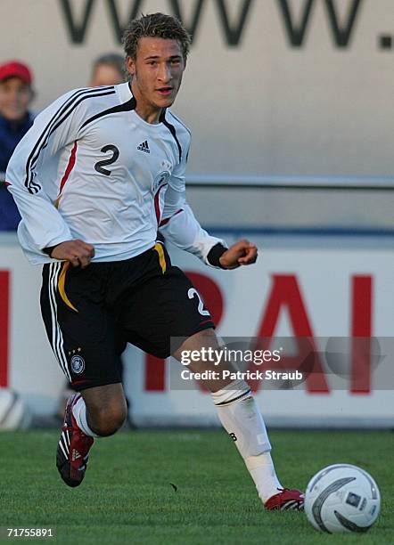 Fabian Johnson, of Germany in action during the Under 20 friendly match between Switzerland and Germany at the Niedermatten Stadium on August 30,...