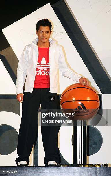 Hong Kong singer-actor Aaron Kwok attends the grand opening ceremony of Adidas Sport Performance Centre at Tsim Sha Tsui on August 31, 2006 in Hong...