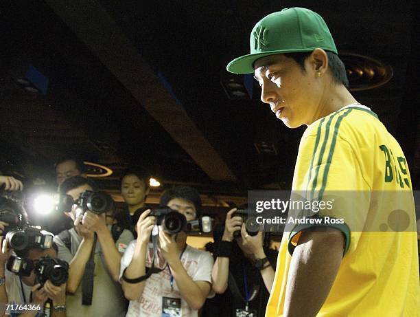 Singer Gordon Chan attends the launch of new adidas shop in Tsim Tsa Tsui on August 31, 2006. In Hong Kong, China.