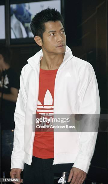 Singer Aaron Kwok attend the launch of new adidas shop in Tsim Tsa Tsui on August 31, 2006. In Hong Kong, China.