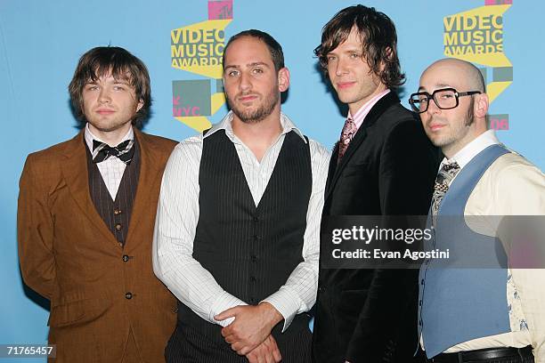 Musical group OK go pose in the press room during the 2006 MTV Video Music Awards at Radio City Music Hall August 31, 2006 in New York City.