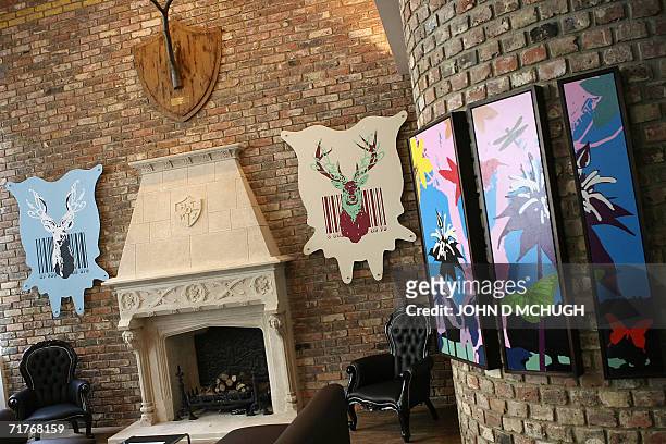 United Kingdom: A detail from one of the fireplaces in the main lobby at the Hoxton Hotel in London, is pictured 31 August 2006. The Hoxton Hotel in...