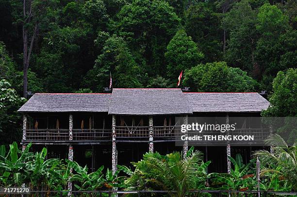 An Orang Ulu longhouse located at the Cultural Village in Sarawak, the largest state in Malaysia located on the south-western of Borneo, 01 September...