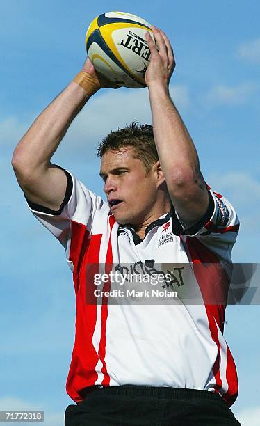 Anthony Brew of the Vikings wins a line out during the Premier Division Grand Final match between Gungahlin Eagles and Tuggeranong Vikngs at Viking...