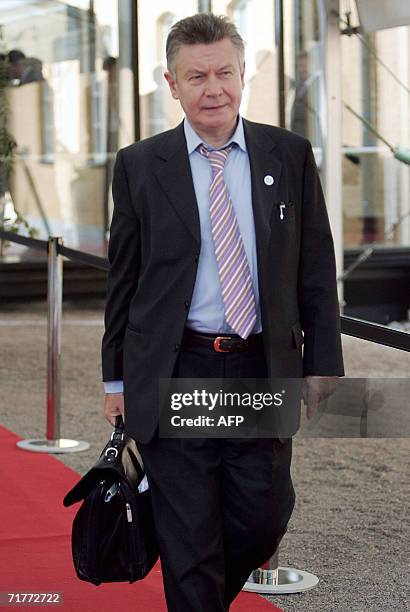 Lappeenranta , FINLAND: Belgian Foreign Minister Karel De Gucht leaves a working session on the second day of the Informal Foreign Affairs...
