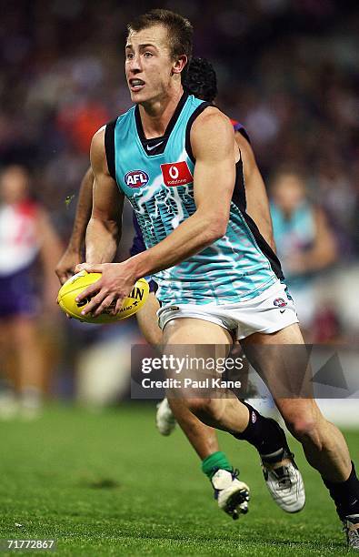 Matt Thomas of the Power in action during the round 22 AFL match between the Fremantle Dockers and the Port Adelaide Power at Subiaco Oval September...