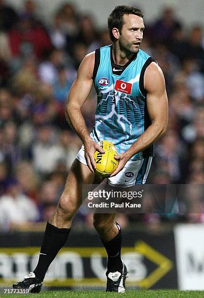 Darryl Wakelin of the Power in action during the round 22 AFL match between the Fremantle Dockers and the Port Adelaide Power at Subiaco Oval...