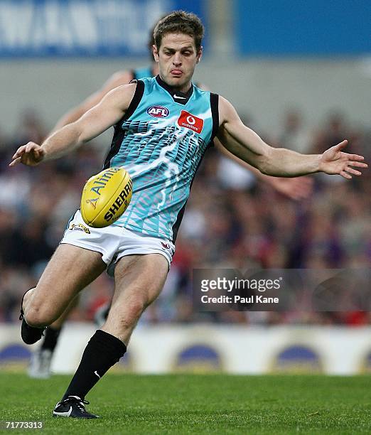 Josh Mahoney of the Power in action during the round 22 AFL match between the Fremantle Dockers and the Port Adelaide Power at Subiaco Oval September...