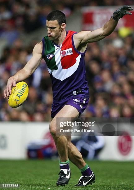 Shane Parker of the Dockers in action during the round 22 AFL match between the Fremantle Dockers and the Port Adelaide Power at Subiaco Oval on...
