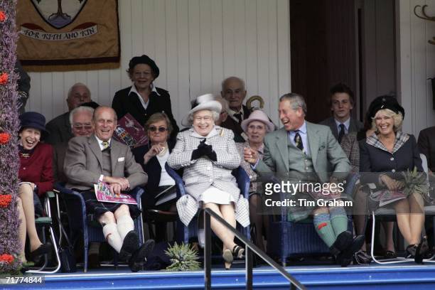 Prince Charles, Prince of Wales and Camilla, Duchess of Cornwall with Queen Elizabeth II and Prince Philip, Duke of Edinburgh and Princess Anne the...