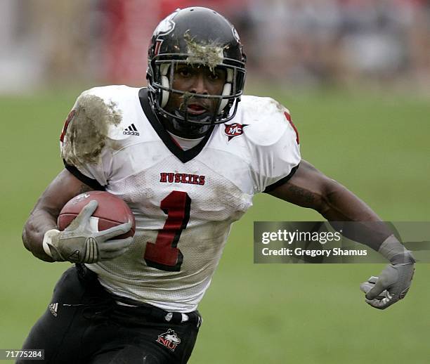 Garrett Wolfe of the Northern Illinois Huskies runs during a game against the Ohio State Buckeyes on September 2, 2006 at Ohio Stadium in Columbus,...