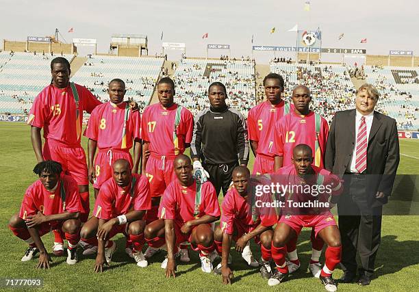 The Congo players line up for a team group photo before the African Nations Cup Qualifier between South Africa and Congo at FNB Stadium on September...