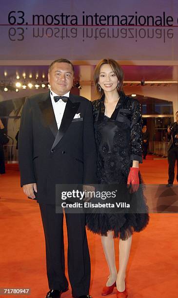 Producer Ichise Taka and actress Hazuki Riona attend the premiere of the film 'Retribution' during the fifth day of the 63rd Venice Film Festival on...