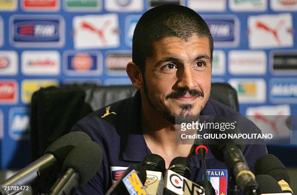 Italian midfielder Gennaro Gattuso answers journalists' questions at the National Technical Center of Coverciano in Florence, 04 September 2006....