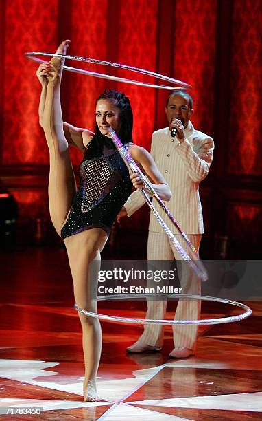 Cast members from Cirque du Soleil's Delirium show perform during the 41st annual Jerry Lewis Labor Day Telethon to benefit the Muscular Dystrophy...