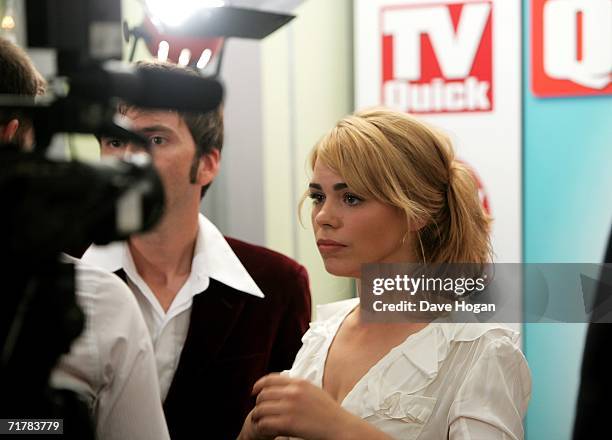 Actors Billie Piper and David Tennant are interviewed at the TV Quick and TV Choice Awards at the Dorchester Hotel, Park Lane on September 4, 2006 in...