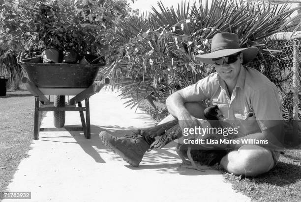 File photo shows Steve Irwin, known as the Crocodile Hunter, at his Australia Zoo in 1996 in Beerwah, on the Sunshine Coast, Australia. Irwin died...
