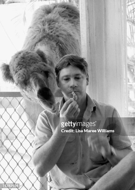 File photo shows Steve Irwin, known as the Crocodile Hunter, at his Australia Zoo in 1996 in Beerwah, on the Sunshine Coast, Australia. Irwin died...