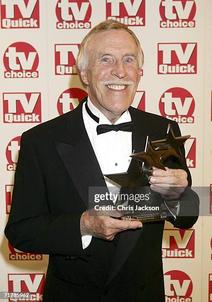 Bruce Forsyth poses with the award for Best Entertainment Show for Srictly Come Dancing at the TV Quick and TV Choice Awards at the Dorchester Hotel,...