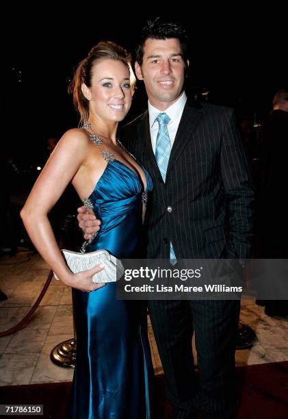 Craig Gower of the Penrith Panthers and his partner Amanda Flynn arrive at the Dally M Awards at Sydney Town Hall September 5, 2006 in Sydney,...