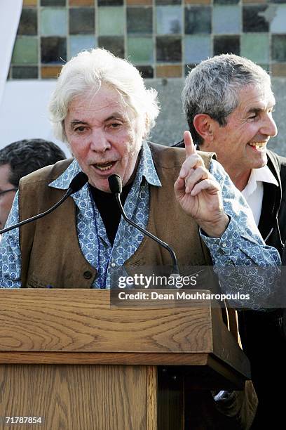 Director/composer Pierre Barouh sings a song for his friend Claude Lelouch at the 32nd Deauville Festival Of American Film as the city of Deauville...