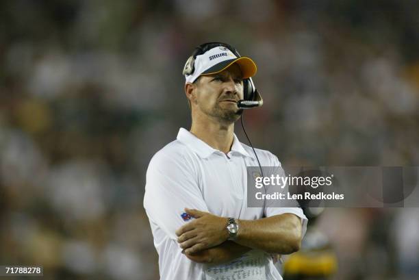 Head coach Bill Cowher of the Pittsburgh Steelers looks on against the Philadelphia Eagles during a preseason game on August 25, 2006 at Lincoln...