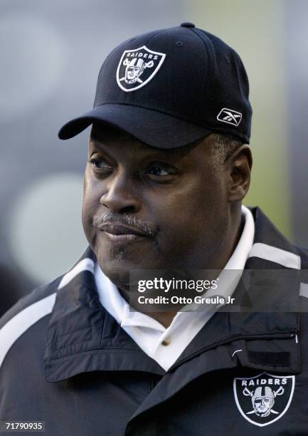 Head Coach Art Shell of the Oakland Raiders watches during the game with the Seattle Seahawks on August 31, 2006 at Qwest Field in Seattle...