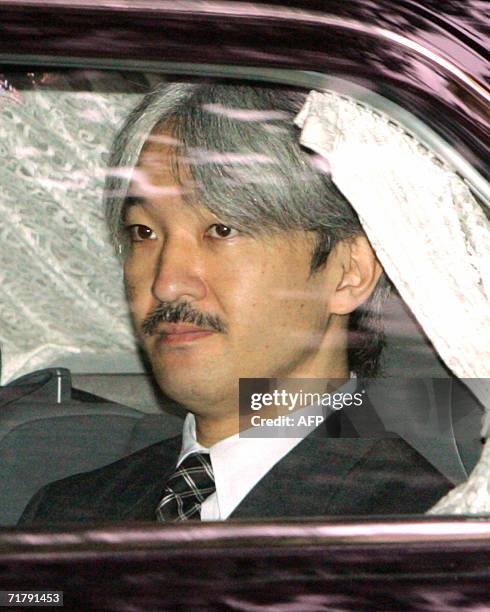 Japanese Prince Akishino arrives at Aiiku Hospital in Tokyo 06 September 2006 to see his wife Princess Kiko and their new born baby. Princess Kiko...