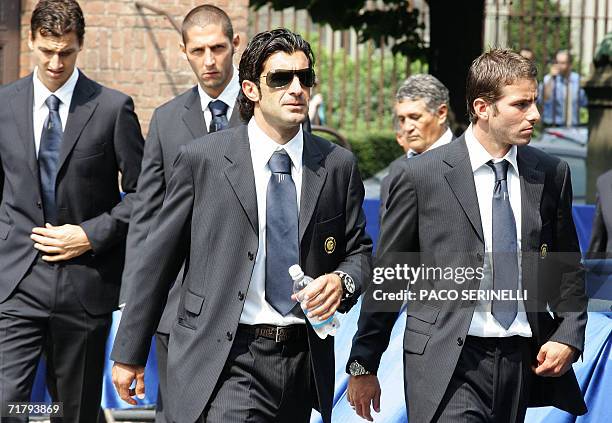 Inter Milan's players, Zlatan Ibrahimovic of Sweden, Marco Materazzi, Luis Figo of Portugal and Maxwell of Brazil turn up to pay his respects at the...