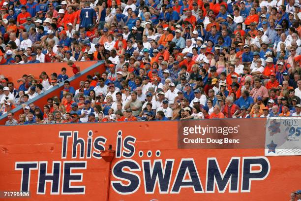University of Florida Gators fans watch the action during the game against the Southern Miss Golden Eagles at Ben Hill Griffin Stadium on September...