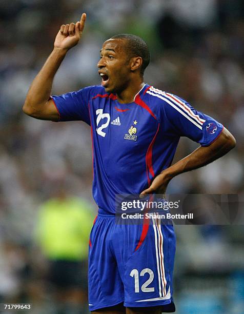 Thierry Henry of France reacts during the Euro2008 Qualifing match between France and Italy at the Stade de France on September 6, 2006 in Paris,...