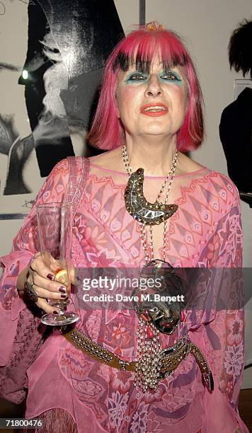 Zandra Rhodes attends private party hosted by Alexandra Shulman Vogue Editor and Stephen Sunnucks from Gap to celebrate the exhibition 'Individuals,'...