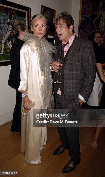 Daphne Guinness and Nicky Haslam attend private party hosted by Alexandra Shulman Vogue Editor and Stephen Sunnucks from Gap to celebrate the...