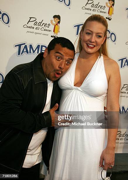 Comedian Carlos Mencia and wife Amy arrive at the El Sueno De Esperanza Gala at Wisteria Lane on the Universal Studios Lot on September 6, 2006 in...