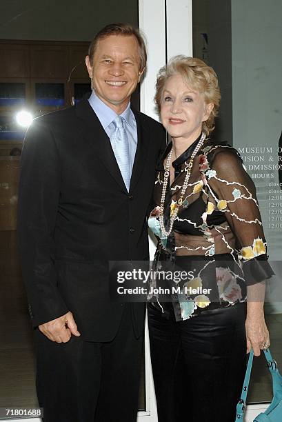 Michael York and Patricia McCallum attend an Evening With Ted Koppel hosted by The Museum Of Television And Radio on September 6, 2006 in Beverly...