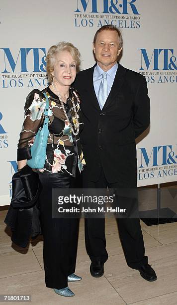Michael York and Patricia McCallum attend an Evening With Ted Koppel hosted by The Museum Of Television And Radio on September 6, 2006 in Beverly...