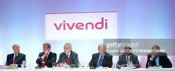 Vivendi Games' president Rene Penisson, SFR president Franck Esser, Vivendi's board director Jean-Bernard Levy, Vivendi's Financial director Jacques...