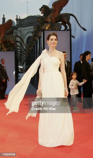 Actress Anne Hathaway attends the premiere of the film 'Devil Wears Prada' during the ninth day of the 63rd Venice Film Festival on September 7, 2006...