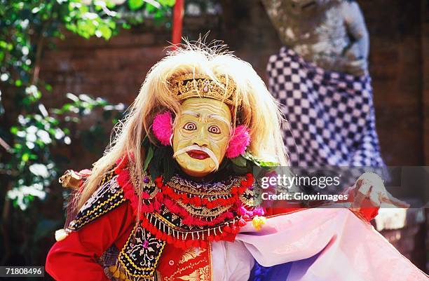 close-up of a stage performer dancing, bali, indonesia - balinese headdress stock pictures, royalty-free photos & images